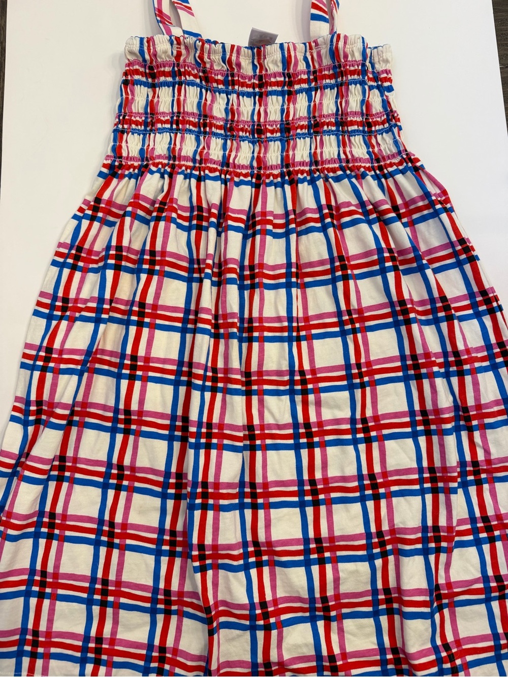 Hanna Andersson Plaid Smocked sundress red white and blue size 150